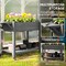 Wood Raised Garden Bed with Lockable Wheels, Side Tables, Bottom Shelf & Liner